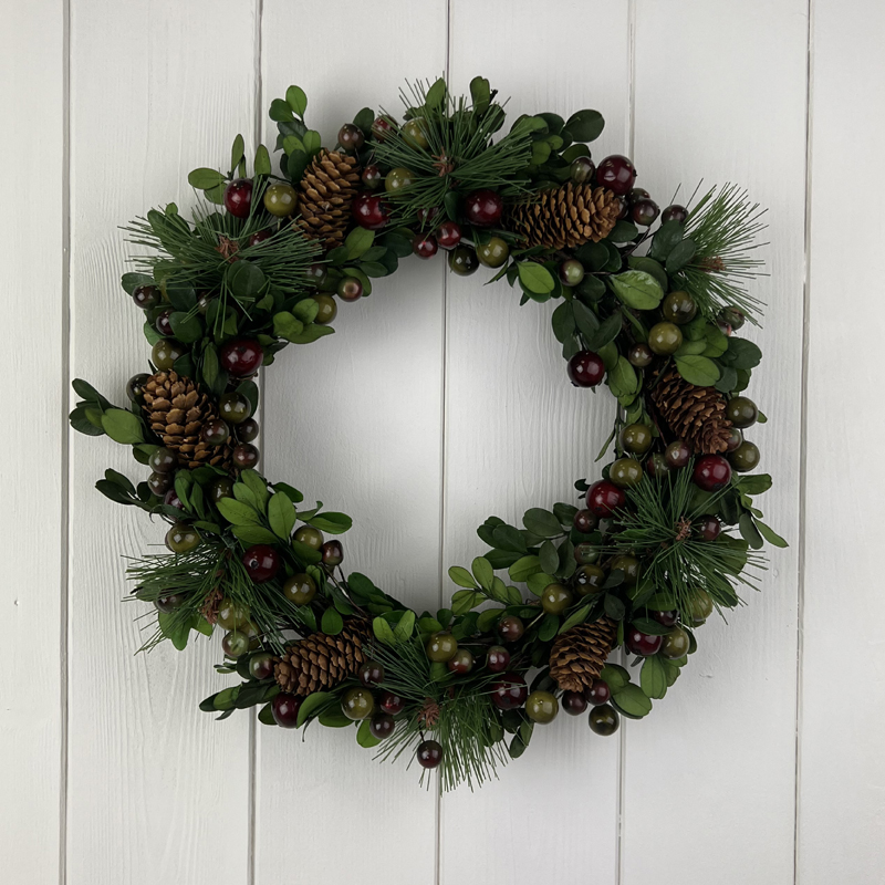 Medium Pinecone and Berry Natural Wreath detail page